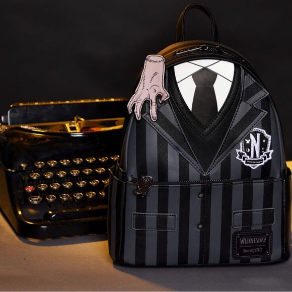 Wednesday Addams Exclusive Loungefly Limited Ed Nevermore Cosplay Mini Backpack - Picture 2 of 6